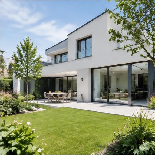 Maison contemporaine avec jardin